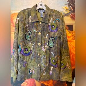 Indigo Moon sequined and embroidered Paisley Blazer